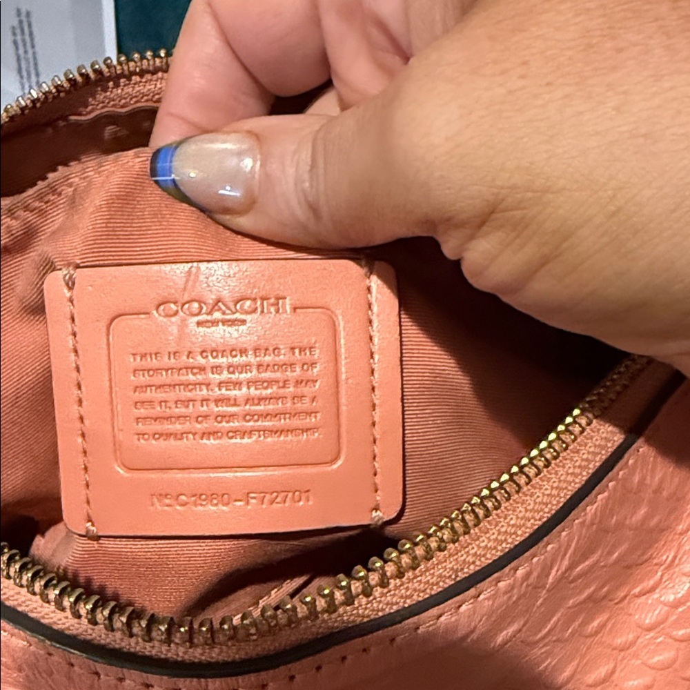 Coach soft snake leather Peach pink Bag hobo with coa gold hangtag purse - Picture 15 of 16